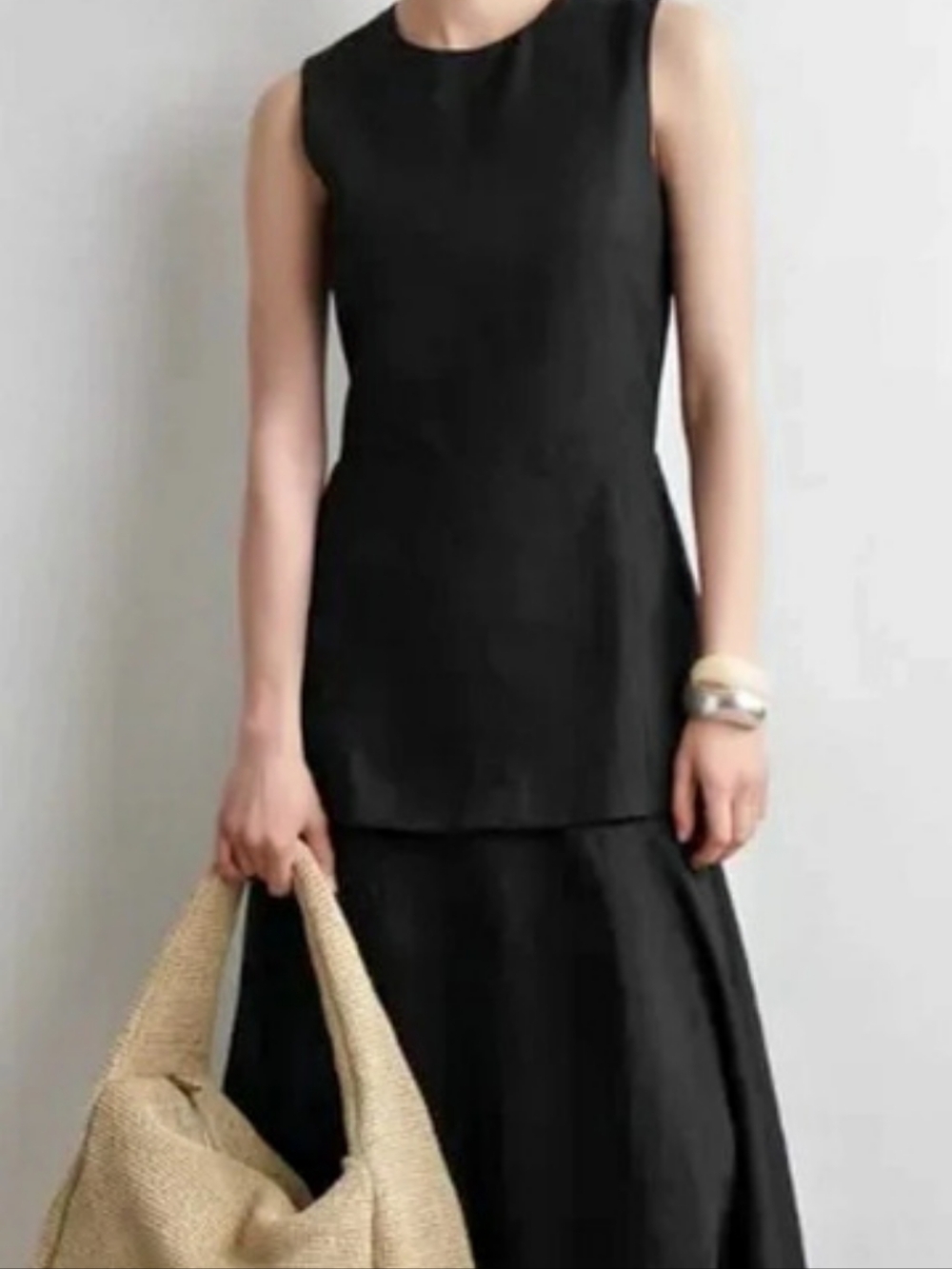 COS Slouchy Raffia Tote Beige - Picture 7 of 7